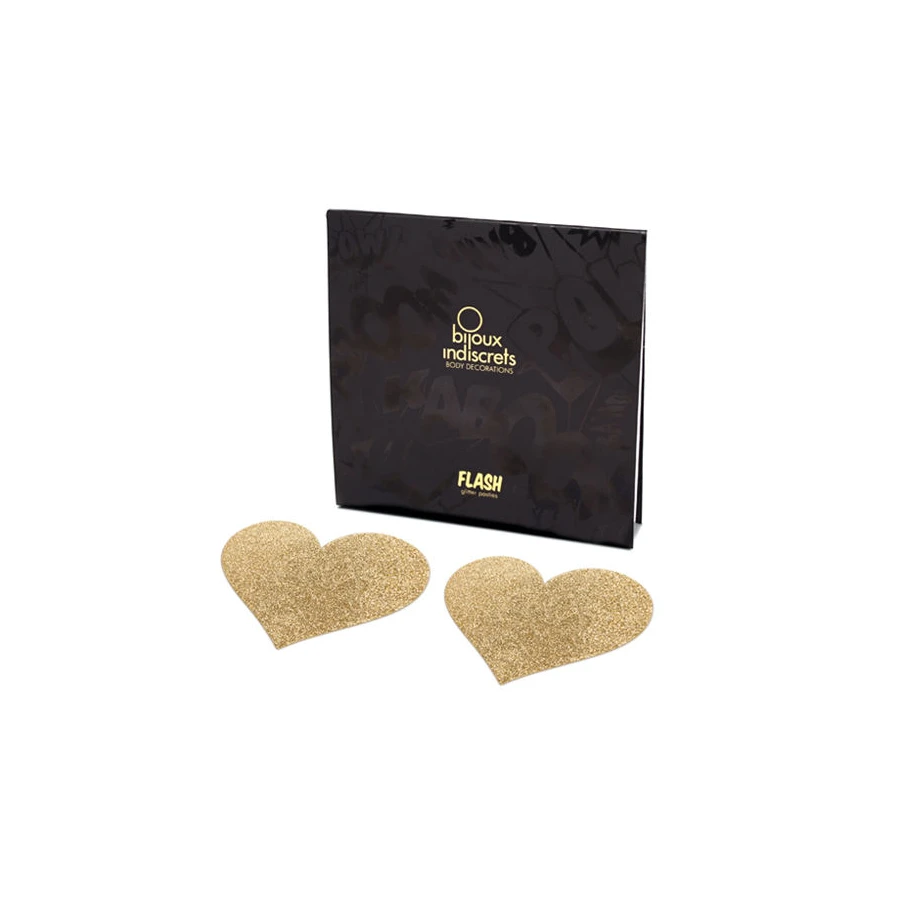 BIJOUX - INDISCRETS FLASH GOLDEN HEART NIPPLE COVERS